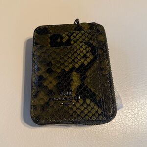 Coach Zip Card Case with Snake Print with Gunmetal Hardware